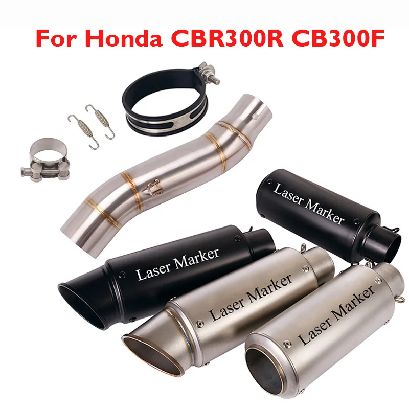 

Motorcycle Exhaust Tip 51mm Muffler Escape Tip Silencer Middle Link Tube Connector for Honda CBR300 CB300F CB300R