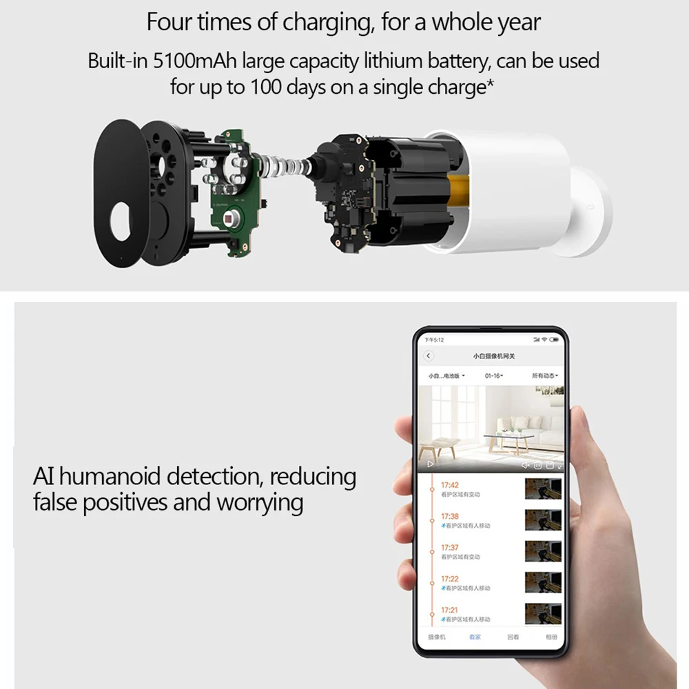 Xiaomi Mijia Smart camera battery CMSXJ11A 1080P 120 градусов F2.6 AI Humanoid обнаружения IP Беспроводная камера s Cam