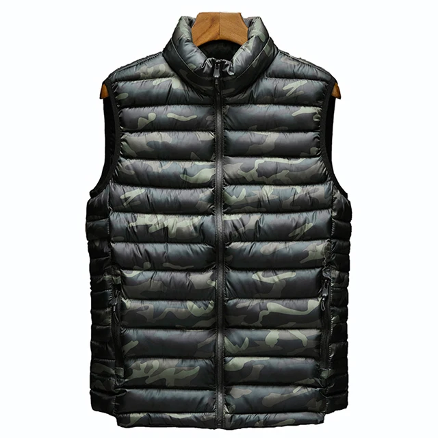 Nice Camouflage Vest Men New Stylish Autumn Winter Warm Sleeveless Jacket Waistcoat Slim Fit Men Vest Fashion Casual Coats Men - Цвет: ArmyGreen
