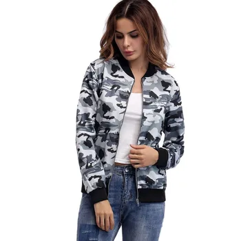 

Bomber Military Camo Jackets Autumn Female Jackets Zipper Military Jacket Women Plus Size Army Green Pocket Outwear
