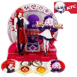 Anime Genshin Impact Figure Diluc Noelle Kfc Badge Acrylic Stand Model Brooch Game Characters Cosplay Backpack Decoration Gifts