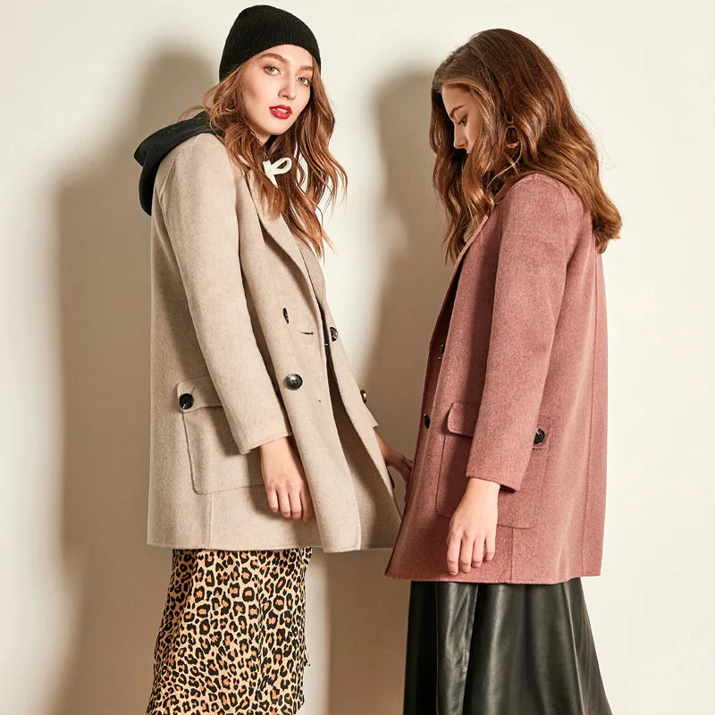women s winter coat beige pink Double sided wool cashmere outwear 2019 autumn plus size ladies fashion coats jackets long women s winter coat beige pink Double sided wool cashmere outwear 2019 autumn plus size ladies fashion coats jackets long