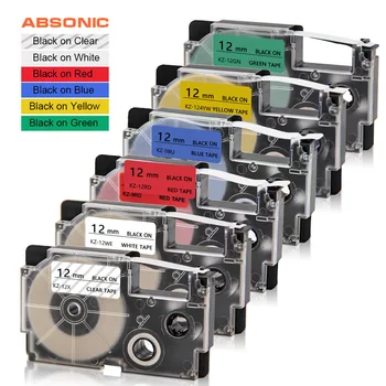 

Absonic 6PCS Label Tape for Casio XR-12X XR-12WE XR-12RD XR-12BU XR-12YW XR-12GN Label Maker Compatible for KL-60 KL-120 KL-750