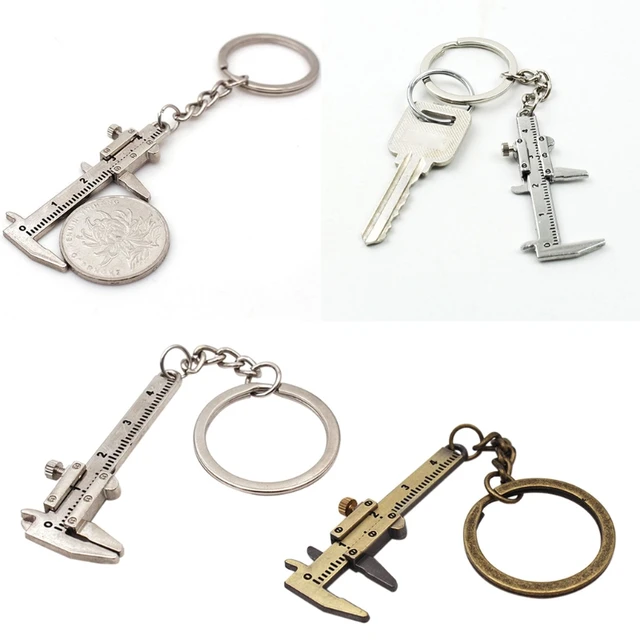 3pcs Mini Key Chain Tool Movable Vernier Caliper Ruler Sliding Key Holder Rings Keychain Tools Cool Keychain Gift Ideas for Men Women