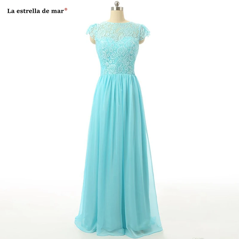 Платье madrinha новинка кружевное шифоновое платье с коротким рукавом аниме голубое