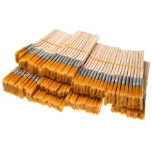 100 шт нейлоновая кисть для окрашивания волос с деревянной ручкой, плоская кисть для рисования, разные размеры, масляная краска для рисования, художественная ручка, школьные принадлежности для творчества