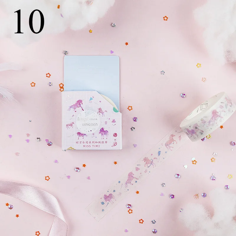 Милый Единорог Фламинго Декоративные наклейки Kawaii мультфильм Животные васи лента для детей DIY фотографии принадлежности для альбома Канцтовары - Цвет: 10