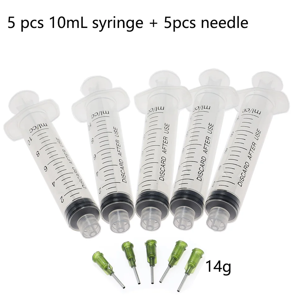 5pcs 10ml 10CC screw Syringes with 14g Screw Blunt Tip Needles and Caps For Industrial Dispensing Syringe