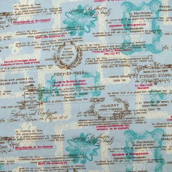 

1 yard Cotton Linen Fabric for sewing pathwork, bedding, hadmaking, Retro Patterns (width=140cm)