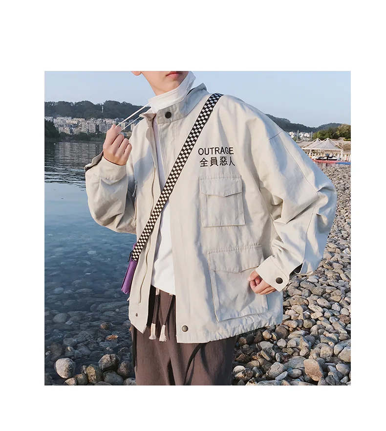 Полный Wicked Ulzzang вышитые пальто мужские корейский стиль студентов Куртка Harajuku свободного кроя красивый универсальный