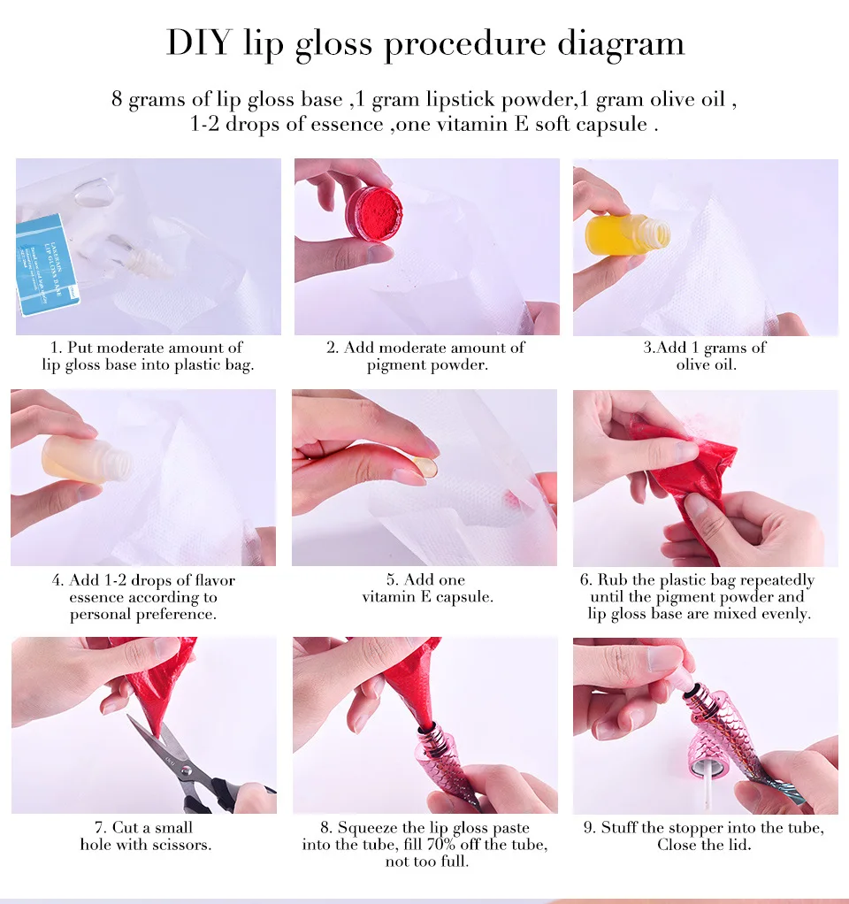 Clear Mattle Lip Gloss Base Oil Non-Stick DIY Lipstick Raw Material Gel Non-Stick Moisturizing Base Handmade Lipstick Vegan lip makeup lip glaze lip gloss lip oil
