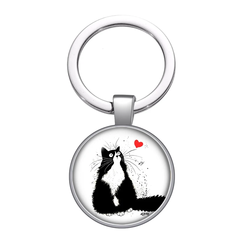 Love Cat pet footprints собаки стеклянный выпуклый брелок сумка автомобильный брелок кольцо держатель подвески Серебристые брелоки для мужчин и женщин Подарки - Цвет: ZB1031-05
