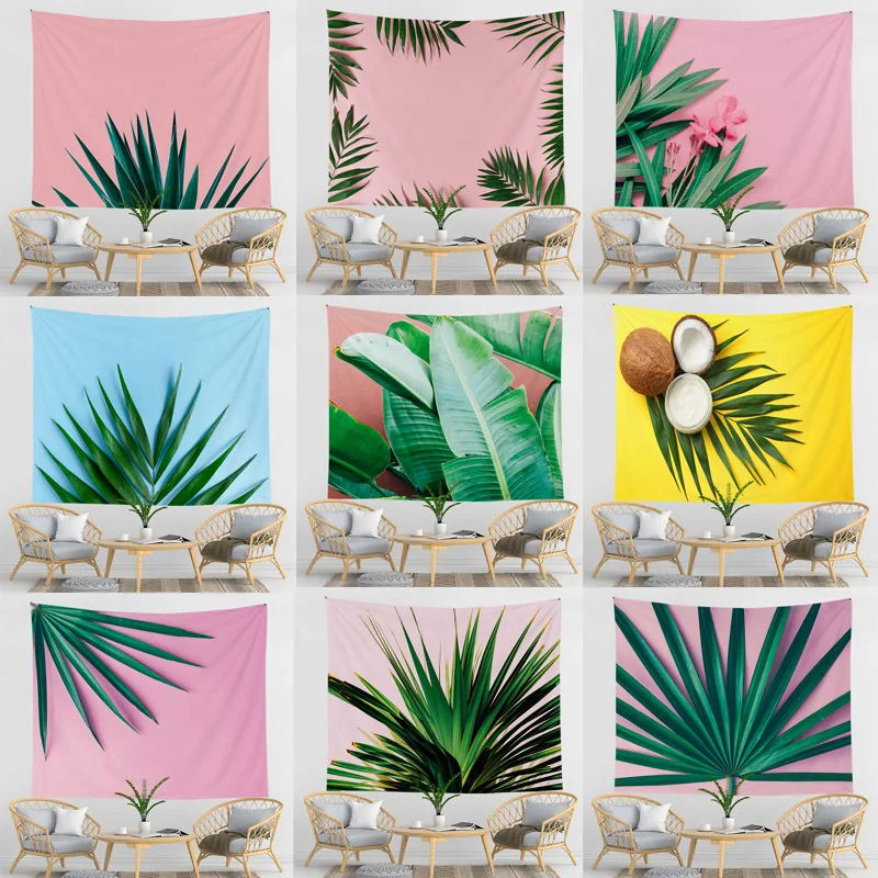 

Palm Tree Tapestry Wall Hanging Tropical Leaves Flowers Pattern Beach Wall Tapestry Home Decor