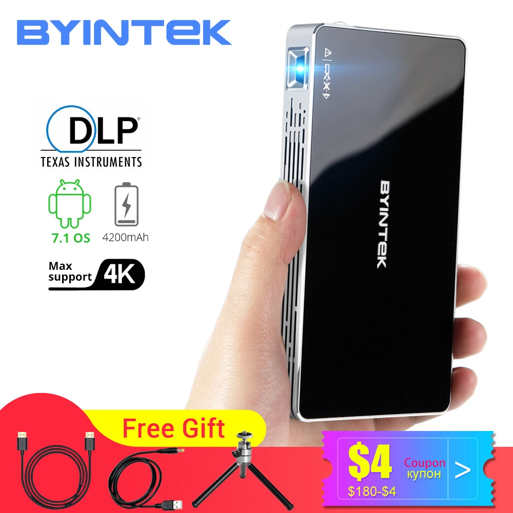 Мини проектор BYINTEK P10, умный карманный портативный видеопроектор с Wi Fi, светодиодный DLP лазерный мобильный проектор для смартфона 4K 3D Cinema|wifi projector|led projectorandroid wifi projector | АлиЭкспресс