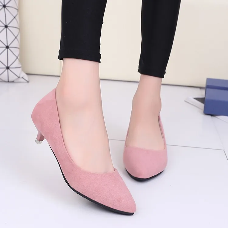 

2019 Autumn Versitile Fashion Women's Pointed-Toe Suede Low Heel Shoes WOMEN'S Casual Shoes Large Size Work Shoes Women's