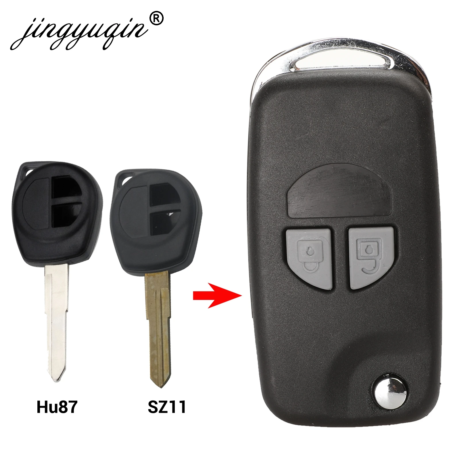 Jingyuqin HU87 SZ11 лезвие модифицированный Флип складной дистанционный Автомобильный ключ оболочка для Suzuki SX4 Swift аксессуары 2 кнопки чехол для ключей