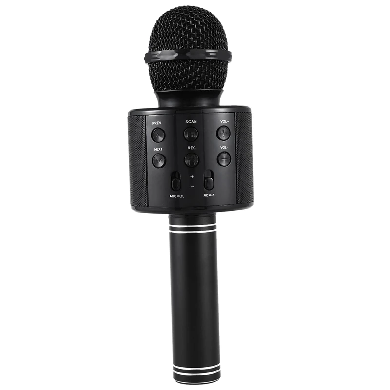 Беспроводной караоке микрофон Портативный Bluetooth мини домашний KTV для воспроизведения музыки и динамик для пения плеер селфи телефон ПК - Цвет: Black