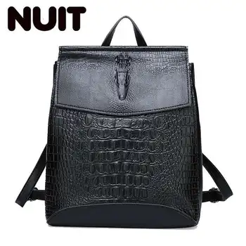 

Vintage Backpack Women High Quality Crocodile Pattern Leather Backpack Large Capacity School Bag For Teenager Girl Shoulder Bags