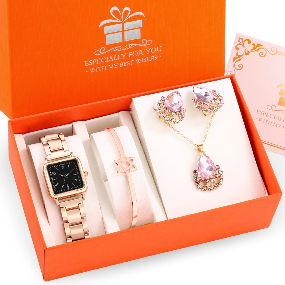 Luxury Square Watch Jewelry Watch Set 4 Luxury Square Watch Jewelry Watch Set 4