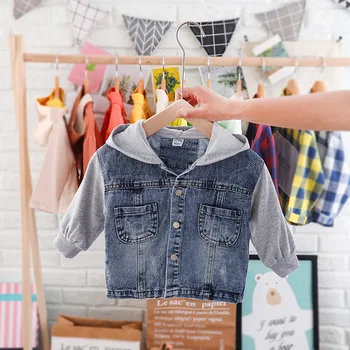 

Children's Denim Jackets 2 3 4 5 6 Years Baby Boys Hooded Jackets Kids Patchwork Cowboy Coats Toddler Girl Casual Hooded Coats