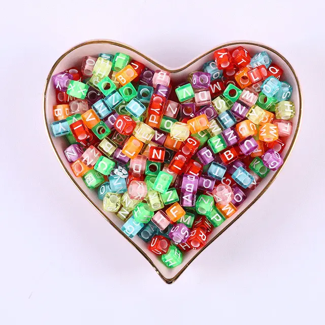 100/200/500pcs Heart Beads For Jewelry Making Acrylic Mixed Beads With Letters For Bracelet Handmade Diy Bracelet Necklace 2021 6x6mm 11