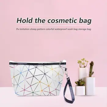 

Colorful Cosmetic Bag Make Up Organizer PU Leather Waterproof Travel Wash Storage Handbag Women Toiletry Tote Bag