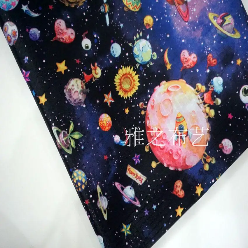 

Special Space Travel Patchwork PVC Acrylic Polyester Composite Waterproof Oxford Fabric Cloth DIY Tablecloth 145cm*91cm