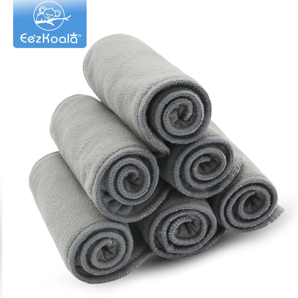 

EezKoala 8pcs Quality Baby Nappies Bamboo Charcoal Liner nappy diaper Insert For Baby Cloth Diaper Nappy Washable 4 Layers