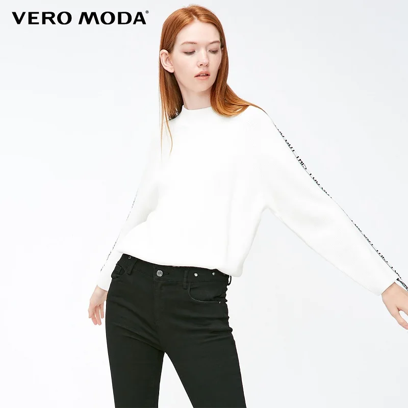 Vero Moda свитер женский О товаре Для женщин уличный Стиль с галстуком-бабочкой из искусственной pu кожи со шнуровкой и круглым вырезом чистой шерсти свитер | 318313511