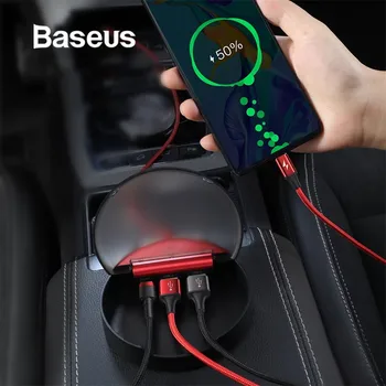 

Baseus USB Type C Cable Car Organizer with 3 in 1 Cables for iPhone Charging Cable Micro USB Charger Cord