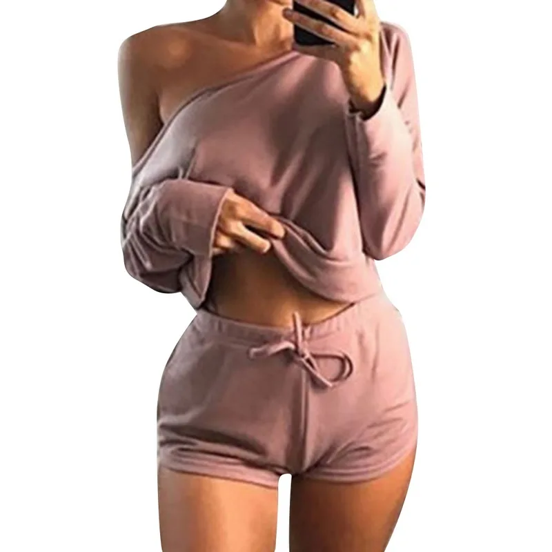 

Heflashor Autumn Hoodies Sweatshirt Plus Shorts Women Two Pieces Set Casual Long Sleeve Pullovers Short Pants Suit Tracksuits