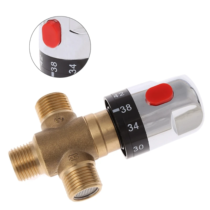 Thermostatic Mixing Valve Brass Bathroom Faucet Temperature Mixer Control 3Way G1/2 Home Improvement thermostatic mixing valve