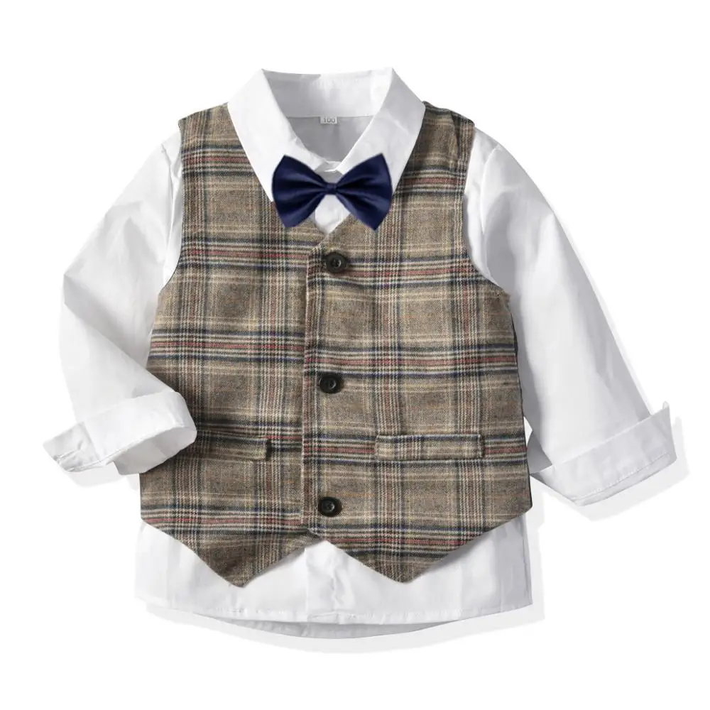 

Newborn Baby Clothes for Boys Suit and White shirt Kids Little Gentleman Infant Suit with bow tie