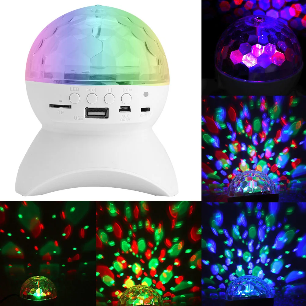 Bluetooth спикер ступенчатый регулятор освещения RGB светодиодный Кристалл Волшебный шар эффект свет DJ клуб освещение для диско вечеринки USB/TF/FM радио