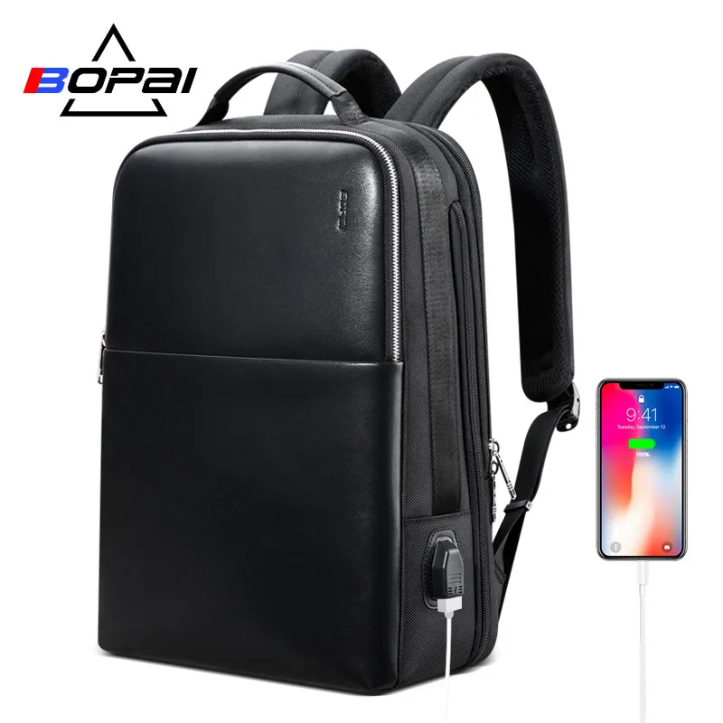 BOPAI Brand Laptop Backpack Anti-theft Backpack Men 15 Inch Microfiber Shoulders Travel Laptop School Bag Backpack Waterproof