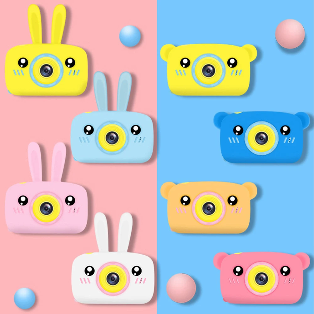 Kids Toys Digital-Camera Children Gift Girl Rabbit Cartoon 1080P Video Bear HD for Protective-Case