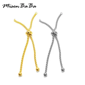 

5Pcs/lot Adjustable Stainless Steel Slide Extender Box Chains With Ball Ends Beads for DIY Bracelet Jewelry Making