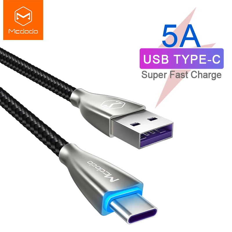 Mcdodo usb type-C кабель Spuer Быстрая зарядка 5A для huawei mate 20 P30 P20 Pro USB C зарядное устройство type-C кабель для samsung S10 9 Xiaomi