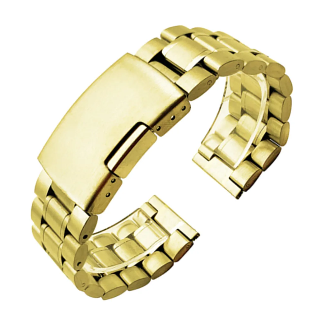 Stainless Steel Strap 14mm 16mm 18mm 19mm 20mm 21mm 22mm 24mm 26mm Metal Watch Band Link Bracelet Watchband Black Silver Gold
