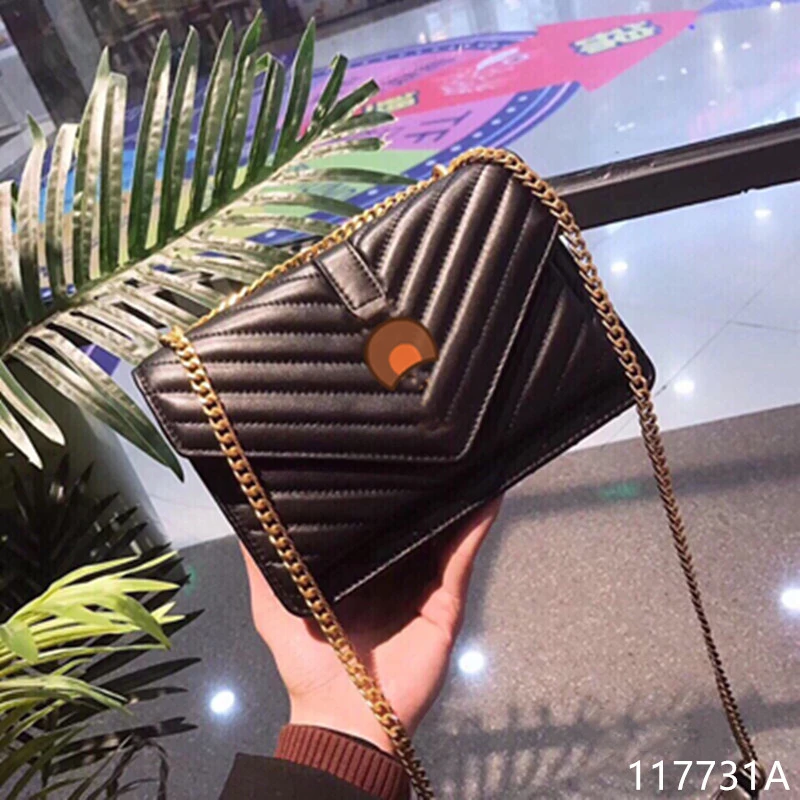 

2020 Luxury Brand High Quality Genuine Sheepskin Women's Bag Lady Messenger Bag Women Shoulder Bag Chain Bag Black Messenger Bag