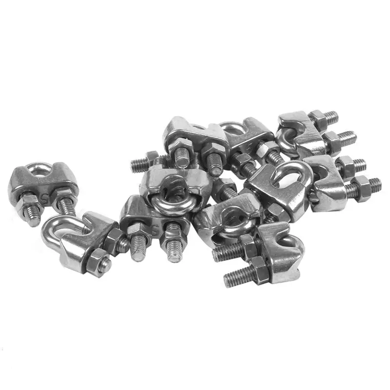 

5mm 3/16 Inch Stainless Steel Wire Rope Cable Clamp Clips 12pcs