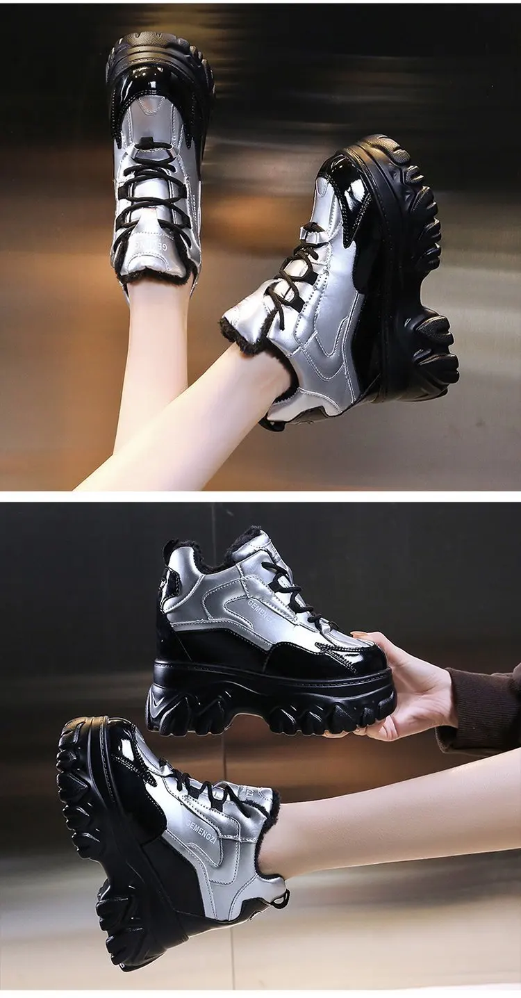 11 cm Chunky Wedges Lace-up Casual Sneakers - true deals club