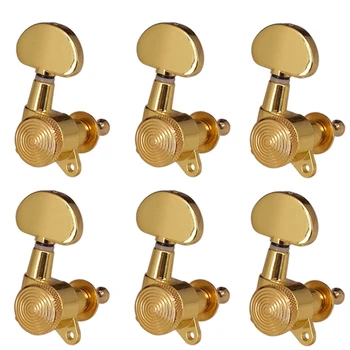 

6R Gold Locked String Tuning Peg Key Machine Heads Semicircle Button for Acoustic Electric Guitar Lock Schaller Style