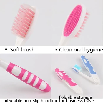 

2pcs Foldable Toothbrush Compact Fold Folding Tooth Brush Camping Hiking Outdoor Easy To Take Adults Tooth Cleaning Tool