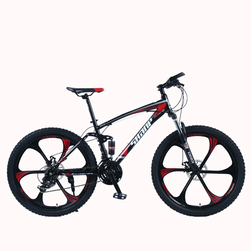 Top SHANP Mountain Bike Steel Frame Full Suspension Frame Mechanical Disc Brake 24 Speed Shimano 26" Alloy Wheel 3