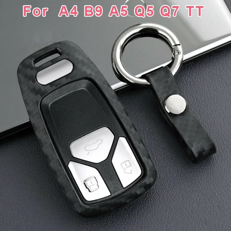 1 компл. Автомобильный ключ крышка из углеродного волокна для A4 B9 A5 Q5 Q7 TT анти-чехол от царапин защитная Смарт-оболочка держатель брелок