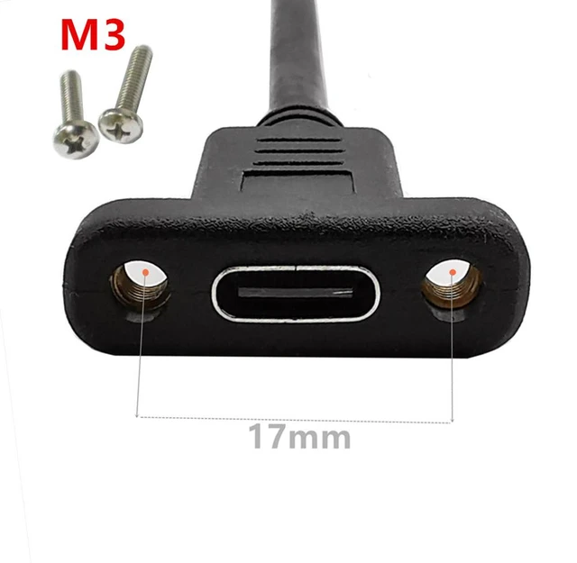 Panel Mount USB-C Buchse auf USB-C Stecker Kabel mit Schraube