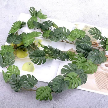 

2 Pcs Artificial Monstera Vines 2.62 Ft & 1Pcs Faux Persian Grass Plant Artificial Vines Hanging Leaves 6.2 Feet