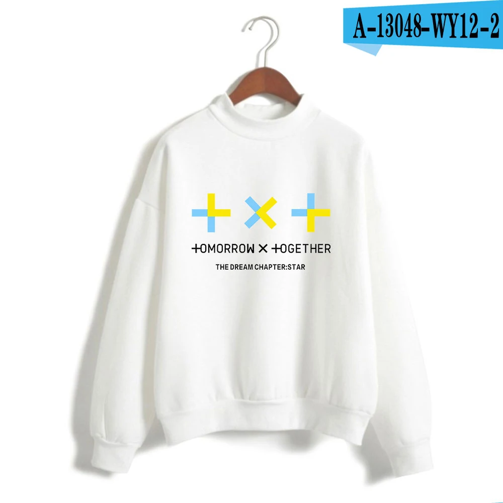 TXT harajuku модная водолазка с круглым вырезом толстовки Kpop Женская одежда оверсайз хип-хоп Bangtan Одежда для мальчиков новое поступление - Цвет: White