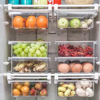 

1PC Transparent Fridge Box Fridge Organizing Box Fridge Storage Box PET Fridge Drawer Box for Store Cafe Home